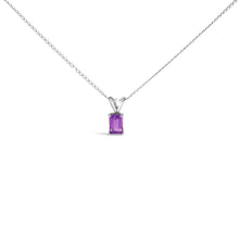 Load image into Gallery viewer, 14K White Gold 6x4MM Emerald Cut Purple Amethyst Solitaire Pendant Necklace
