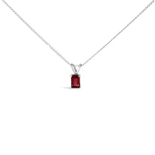 Load image into Gallery viewer, 14K White Gold 6x4MM Emerald Cut Purple Amethyst Solitaire Pendant Necklace

