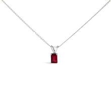 Load image into Gallery viewer, 14K White Gold 6x4MM Emerald Cut Purple Amethyst Solitaire Pendant Necklace
