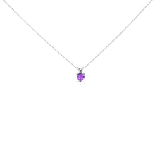 Load image into Gallery viewer, 14K White Gold 5X5 MM Heart Shaped Purple Amethyst Solitaire Pendant Necklace
