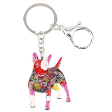 Load image into Gallery viewer, Bonsny Enamel Bull Terrier Key Chain For Women Handbag Pendant Keychain Key Ring Car Accessories 2017 New Charm Jewelry Gifts
