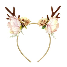 Load image into Gallery viewer, Luxury Christmas Antler Baby Girl Headbands Hair Accessories Xmas Deer Ear Flower Crown Hairband for Newborn Baby
