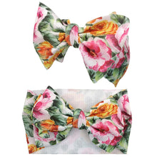 Load image into Gallery viewer, Handmade Luxury 3PCS Baby Accessories Turban Baby Girl Headbands Printed Big Bows Fabric Bow Infant Headwraps bow For Kids
