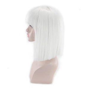 Synthetic Hair Short Wig With Bangs Cosplay Wigs For Women Straight Bob Wig Korean Pink Red Brown Blue Green White Purple Grey