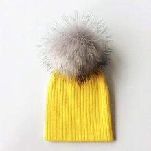 Load image into Gallery viewer, Trend New Winter Children Boy Girl Crochet Artificial Pompom Hat Knitted Toddler Kids Caps With Pompon Baby Beanie For Girls and Boys
