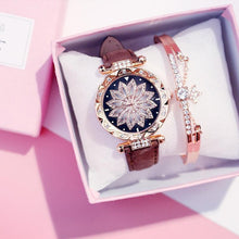 Load image into Gallery viewer, Women Elegant Popular Watch Set Starry Sky Ladies Bracelet Watch Casual Leather Sports Quartz Wristwatch For Women and Girls
