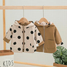 Load image into Gallery viewer, Modern Elegant Cute Dot Print Comfort Slim Cotton  Button Hooded Warm Coat  for Newborn Baby Girls With Two Face
