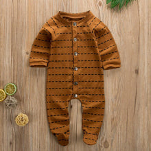 Load image into Gallery viewer, Newborn Infant Baby Girl and  Boy Long Sleeve Romper Wrap Foot Jumpsuit For Baby In Brown Design
