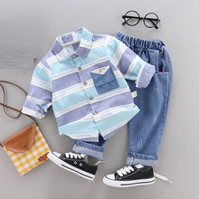 Load image into Gallery viewer, Modern Luxury Classic style Fall Baby Boys and Girls Clothing Set T-shirt Tops Pant Tracksuits Outfits For Kids
