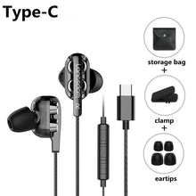 Load image into Gallery viewer, STEVVEX Wired Earphone Headphones with Microphone Dual Driver Phone Earphones Type C Ear phones
