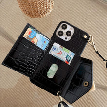 Load image into Gallery viewer, Attractive Luxury Love Black Lanyard Phone Case for iPhone 12 13 Mini 7 8 Plus 11 Pro Max X XS XR Cover Handbag Case with Card Holder Lanyard Adjustable Strap Cover For iPhone
