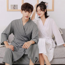 Load image into Gallery viewer, Waffle Lovers Robe Kimono Bath Gown Nightgown Women&#39;s Sexy Nightgown Soft Home Dressing Gown Intimate Lingerie Loose Homewear
