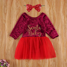Load image into Gallery viewer, Autumn  Baby Girls Christmas Red Long Sleeve  Letters Printed Pattern Dress Festival Unique Design

