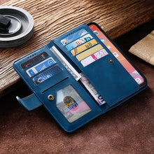 Load image into Gallery viewer, Business Blue New Cards Flip Leather Case For iPhone 14 13 12 11 Pro Max 10 X 6 6s 7 8 Plus XR XS Max Multifunctional Wallet Phone Case  Multi-Card Wallet Leather iphone Case

