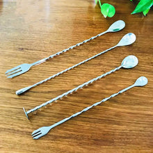 Load image into Gallery viewer, 1Pcs Cocktail Fork Spoon Stainless Steel Cocktail Bar Durable Bar Appliances Stirring Rod Spiral Shape Double Head Kitchenware

