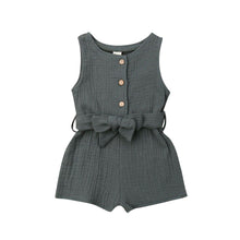 Load image into Gallery viewer, Newborn Baby Girl Kids Solid Romper Jumpsuit Playsuit Sleeveless Bow Belt Clothes Outfit For Summer
