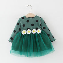 Load image into Gallery viewer, Luxury Long Sleeve Infant Dresses Polka Dot Daisy Fashion Baby Girls Clothing For Girls In Elegant Flower Desing For Little Princess
