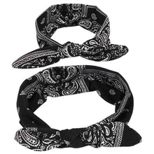 Load image into Gallery viewer, Luxury Modern Bow For Mother and Baby Headband Turban Rabbit Ears Elastic Hair Bands Retro Print Parent-Child Hair Accessories
