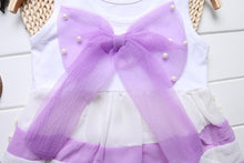 Load image into Gallery viewer, Luxury Summer Fashion Purple Stripe Round Neck Sleeveless Chiffon Dresses for baby Girls With Big Bow
