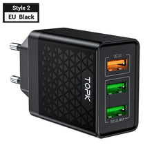 Load image into Gallery viewer, Black Dual Port Quick Charge 3.0 USB Charger QC 3.0 Fast Charging Multi Charger Portable Travel Wall Modern Phone Charger

