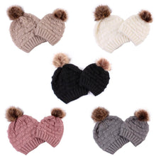 Load image into Gallery viewer, Infant Baby Boy Girl &amp; Mom Winter Knit Warm Soft Beanie Hat Hairball Cap for Adult Children Family Matching Caps Hats
