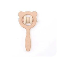 Load image into Gallery viewer, Wooden Teether Hedgehog Crochet Beads Wood Crafts Ring Engraved Bead Baby Teether Wooden Toys For Kids Rattle
