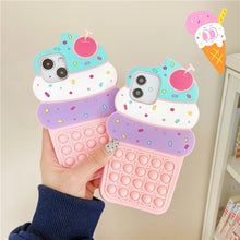 Load image into Gallery viewer, 3D Delicious Cherry Ice Cream Silicone Phone Case For iphone 13 12 11 Pro Max Xs Xr 7 8 Plus X Se finger bubble game soft cover 3D Cartoon Cupcake Shape Soft Silicone Full Protection Shockproof Case
