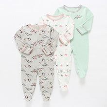 Load image into Gallery viewer, 3Pcs Baby unisex Rompers  Long Sleeve Sleep suit Cartoon Jumpsuit Baby Pajamas Stes For Kids Between 0-12Months
