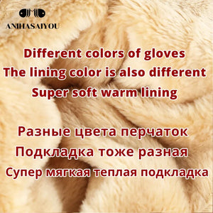 Light gray women leather gloves, sheepskin gloves female,best-selling women's winter mittens,Genuine Leather gloves women-2081