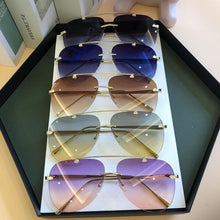 Load image into Gallery viewer, Metal Rimless Sunglasses for Men and Woman  Mirror Fashion  Trendy Pilot  Sun Glasses UV Protector Gradient Eyewear
