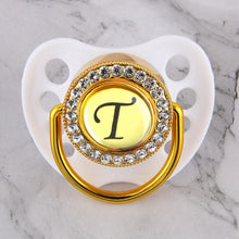 Load image into Gallery viewer, Luxury Glam Crystal White Bling Pacifier 26 Initial Letters Available Handmade Rhinestones Baby Pacifier For Baby
