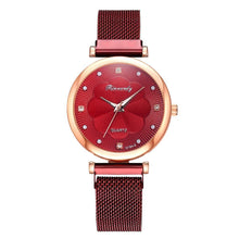 Load image into Gallery viewer, Fashion Set Women Watches Luxury Magnet Buckle Flower Rhinestone Watch Ladies Quartz Wrist Watch  WIth Bracelet In Set For Women and Girls
