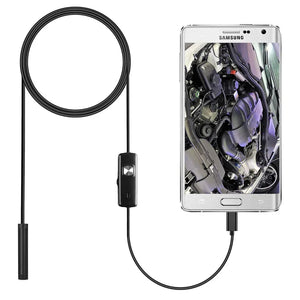 7mm Endoscope Camera Flexible IP67 Waterproof 6 Adjustable LEDs Inspection Borescope Camera Micro USB OTG Type C for Android PC