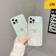 Load image into Gallery viewer, Gradient Rainbow Charming Case For iPhone 13 11 12 Pro Max XS XR 7 8 Plus Transparent Cover with Wallet Card Holder Case  Soft Cover for iPhone
