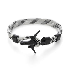 Load image into Gallery viewer, Elegant Modern Fashion Black Anchor Luxury Bracelets For Men And Women Charm Rope Chain Couple Bracelet Metal Airplane Leather Hooks Homme Jewelry

