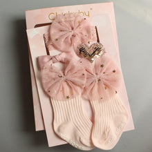Load image into Gallery viewer, 4PCS/SET Newborn Baby Girl Socks Ankle Princess Anti Slip Socks+Headband+Hair Pin For Baby
