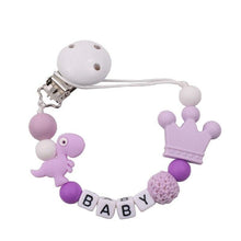 Load image into Gallery viewer, Lemon Comeon Baby's NamePacifier Clips Holder Dinosaur Silicone Beads Teething Chain for Baby
