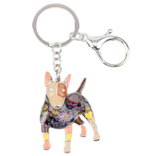 Load image into Gallery viewer, Bonsny Enamel Bull Terrier Key Chain For Women Handbag Pendant Keychain Key Ring Car Accessories 2017 New Charm Jewelry Gifts
