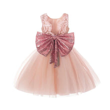 Load image into Gallery viewer, Pink Backless Princess Gold Luxury Dress With Bow Baby Dress for Girl Birthday Party Newborn dress For Birthday Girls Dress 1-5 years
