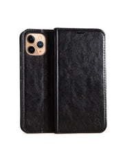 Load image into Gallery viewer, Brown Genuine Leather Flip Case For iPhone Luxury Wallet Card Cover For iPhone 14 13 Leather iPhone Case Kickstand Card Holder Flip Leather Wallet Phone Case

