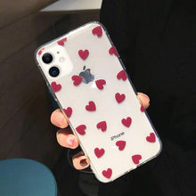 Load image into Gallery viewer, Transparent  Phone Case For iPhone 13 12 11 14 Pro Little Dots Love Heart Clear Back Cover Vintage Women Girls Soft Anti-Scratch Protective Cases for iPhone

