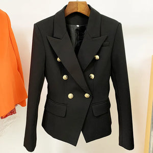 HIGH QUALITY Classic Fashion 2023 Star Style Designer Jacket Women's Slim Fitting Metal Buttons Blazer Plus size S-4XL