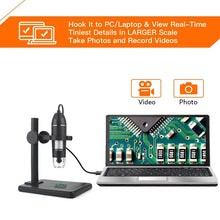 Load image into Gallery viewer, Professional USB Digital Microscope 1000X 1600X 8 LEDs 2MP Electronic Microscope Endoscope Zoom Camera Magnifier+ Lift Stand
