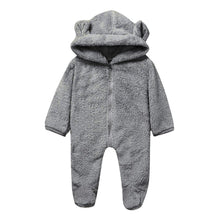Load image into Gallery viewer, New Winter Trend Warm Newborn Baby Boy Solid Hooded Baby Romper Warm Coat Fleece Jumpsuit Infant Outwear For Boys And Girls
