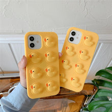 Load image into Gallery viewer, Cute Duck Pop Bubble Fidget Toys Soft Phone Case For Iphone 12 11 Pro Max 6 7 8 Plus Xr X Xs Max Se 2020 Relieve Stress Cover Stylish Unique Design Silicone Cover For Little Girls Boys
