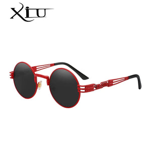 XIU Luxury Metal Sunglasses Men Round Sunglass Steampunk Coating Glasses Vintage Retro Lentes Oculos of Male Sun glasses