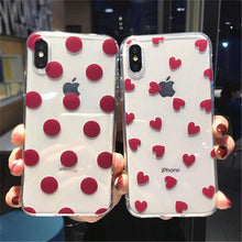 Load image into Gallery viewer, Transparent  Phone Case For iPhone 13 12 11 14 Pro Little Dots Love Heart Clear Back Cover Vintage Women Girls Soft Anti-Scratch Protective Cases for iPhone
