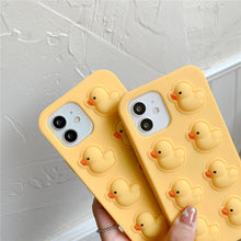 Load image into Gallery viewer, Cute Duck Pop Bubble Fidget Toys Soft Phone Case For Iphone 12 11 Pro Max 6 7 8 Plus Xr X Xs Max Se 2020 Relieve Stress Cover Stylish Unique Design Silicone Cover For Little Girls Boys
