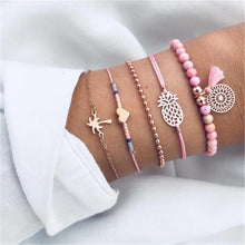 Load image into Gallery viewer, Fashion Bohemia Leaf Round Knot Cuff Bangle Gold Chain Charm Bracelet  for Women Simple Geometric Bracelets Luxury Jewelry
