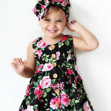 Load image into Gallery viewer, Modern Elegant Baby Girls Kids Summer Floral Dress Princess Party Sleeveless Dresses Headband 2pcs 0-4Y For Party In Flowers Modern Design With Bow
